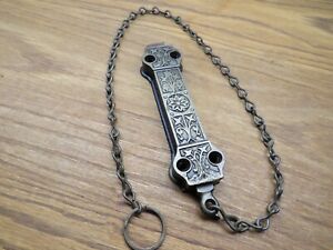 Old Ornate Double Door French Barn Door Latch Spring Loaded Pull Chain Lock