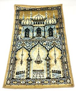 Vintage Fine Woven Silk Turkish Prayer Rug W Mosque Handmade 12 75 X 20 