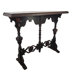 Antique Renaissance Revival Console Table Sofa Trestle Jacobean Gothic 31 H