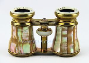 Antique French Opera Glasses With White Rainbow Mother Of Pearl 184 Paris
