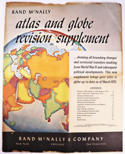 1951 Rand Mcnally Atlas And Globe Revision Supplement