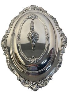 Wallace Baroque Silverplate Oval Serving Dish 1900 1940 Versatile Piece W Lid