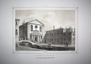 1860 Venezia Venice Chiesa Di San Giuseppe Di Castello Moro Lithography