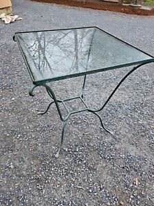 Antique Green Cast Wrought Iron Accent Side Table In Out 20 5x18x18 Scroll Deco
