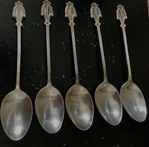 Sterling Silver English Demitasse Spoons Hallmarked Set Of 5 Estate Lot 4 