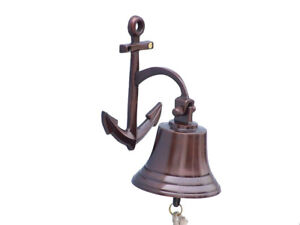 Copper Finish Solid Aluminum Ship S Bell 5 W Anchor Bracket Hanging Wall Decor
