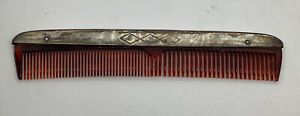 Antique Webster Sterling Silver Faux Tortoise Shell Comb Ladies Monogrammed