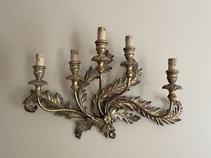 Antique French Tole Gilt Wood Wall Sconce Candelabra