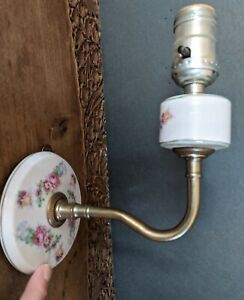 Vintage Porcelain Lamp Sconce Light Japan Flower French Country Wall Cottagecore