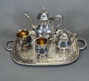 Wallace 5 Piece Silver Plated Tea Set With Waste Silverplate Holloware M608