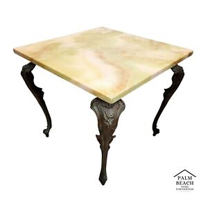 French Louis Xv Table Side Coffee Brass Onyx