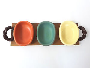 Beautiful Plate 3 Ramekins Ceramic Sevres Keramos France 1950 Vintage 50s