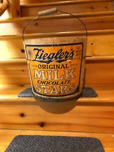 Antique Ziegler S Original Milk Chocolate Stars Wood Bucket