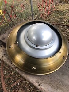 Mid Century Modern Brushed Aluminum Flying Saucer Swag Lamp Not Electric
