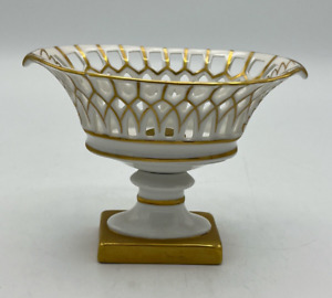 Gilt Porcelain Reticulated Small Compote 23 458 5 Wide