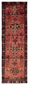 Vintage Bordered Hand Knotted Carpet 3 3 X 10 1 Traditional Wool Rug
