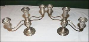 Vintage Sterling Silver Empire Curved Arms 3 Light Candelabras Beautiful