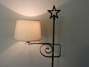 Floor Lamp Black Wrought Iron Uno White Shade Vintage Lamp