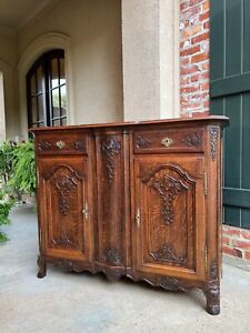 Antique French Sideboard Foyer Cabinet Louis Xv Carved Tiger Oak 19th Century
