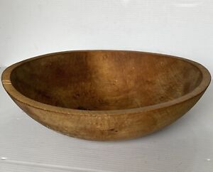 Vintage Antique Rustic Primitive Hand Turned Wooden Bowl 13 Heavy Dough Bowl