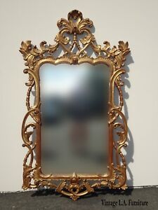 Vintage French Italian Rococo Ornate Gold Gilt Wall Mantel Mirror Made In Italy
