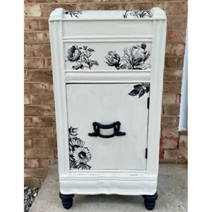 Antique Art Deco Waterfall Nightstand End Table Refurbished Shabby Chic Table
