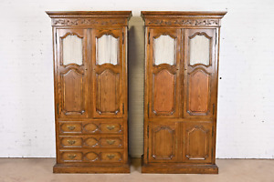 Baker Furniture French Provincial Louis Xv Carved Oak Armoire Dressers