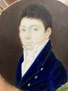 Painting Miniature D A Young Man Portrait 19 Century
