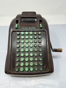 Vintage Victor Adding Subtracting Machine Green Brown