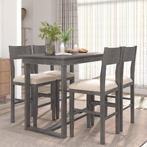 5 Piece Counter Height Dining Set Classic Elegant Table And 4 Chairs In Espress