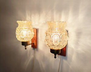 Vintage Pair Of Sconces Wall Lights Mid Century Teak And Brass Lamps Swedish