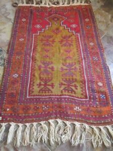 Vibrant Cihanbeyli East Anatolian Kurdish Prayer Rug Wool Collector Item