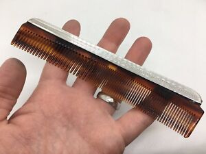 Antique Sterling Silver Mounted Faux Tortoiseshell Comb Retro Grooming