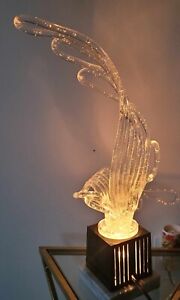 Vtg 70 S Head Shop Boho Mcm Lucite Waves Marble Base Sculpture Lamp Free Us Ship