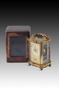 Carriage Or Travel Clock With Case 19th Century 