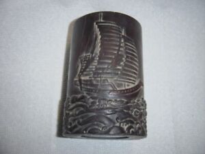 Hand Wood Hand Carved Brush Pot