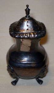 Hallmarked Silver Silverplate Figural Lion Head Foot Sugar Salt Pepper Shaker