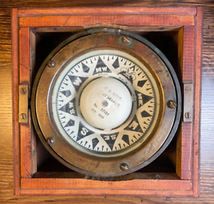 Vintage Antique E S Ritchie Boston Nautical Ship Compass Ca 1909 Gimbal Brass