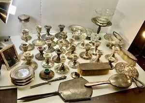 Great Lot Of Sterling Silver Weighted Items Scrap 14 Lbs 14 Oz