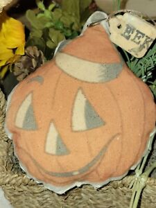 Primitive Farmhouse Retro Halloween Jack O Lantern Pumpkin Tuck Pillow