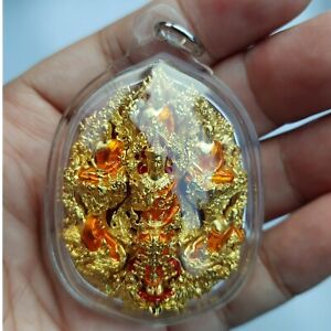 Gold Miracle Buddha Phra Yamaka Patiharn Thai Amulet Pendant Waterproof Casing