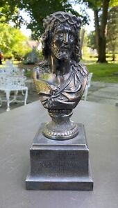 Antique Victorian Silver Plate Figural Presentation Statue Bust Of Jesus 10 