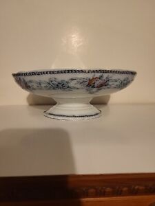 W Co Whittaker Cardiff Wreath Compote Bowl Antique Porcelain Hand Painted