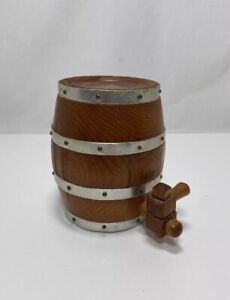 Vintage Ooak Wooden Whiskey Keg Barrel Mini Size Bands Spigot