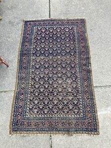 Estate Antique Vintage Oriental Persian Rug 57x34 Wool Hand Knotted Light Wear