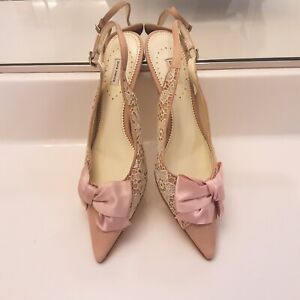 Brand New Womens Low Cat Heels Slingback Leather Light Pink Very Pretty