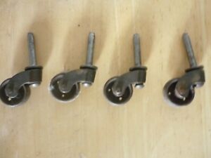 Antique All Metal Furniture Casters Set Of 4 Matching Excellent
