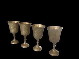 Vintage International Silver Co Silver Plated Goblets Cup Chalice Set Of 4