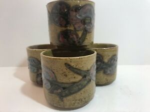 Japanese Tea Bowls Speckled Glaze Enamel Paint Vintage Tea Bowls
