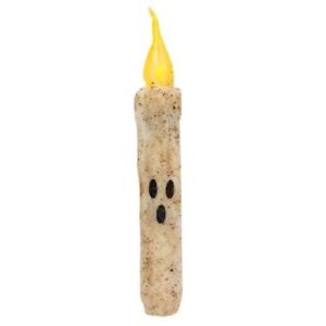 New Primitive Grungy Ghost Timer Taper Candle 6 5 Rustic Halloween Fall Craft
